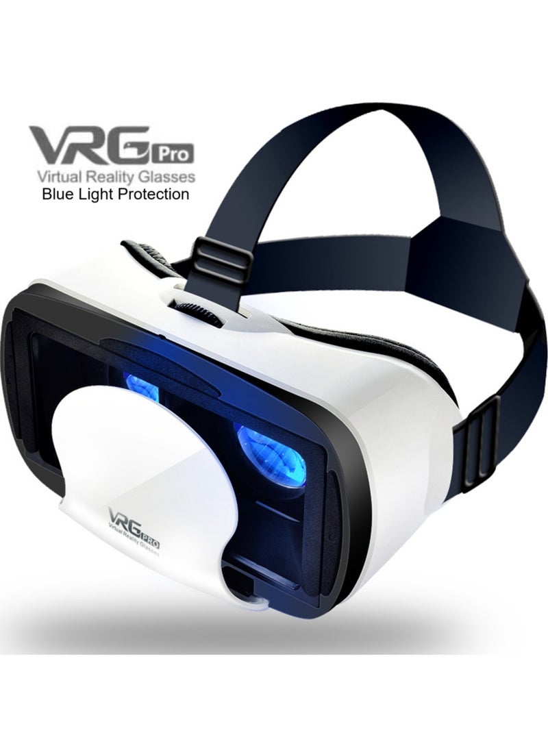VR Goggles VRG Pro 3D Virtual Reality VR Glasses, Blue Light Protection for TV, Movies & Video Games Compatible with iOS & Android Smartphone Within 5-7inch Screen Phone Eye Protected Soft & Comfortable Adjustable Distance Big Screen/ 3D Effect + Immersion /Full-Screen Vision, Full Screen, No Borders/ Immersive Games - Image 1